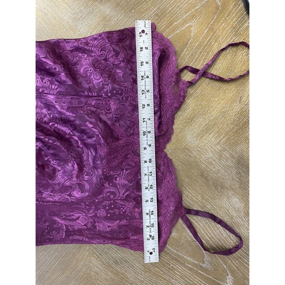 VTG Victorias Secret Gold Label Purple Damask Sleep Shirt Chemise Set Med M/L - Picture 11 of 12